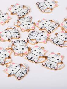 Paquete de 10 accesorios de joyería con diseños de gatos de dibujos animados lindos para hacer collares, colgantes y aretes de forma artesanal