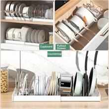 Pots And Pans Organizer Ultimate Kitchen Organizer, Space-Saving Expandable Shelf With Pot Lid Holder, Utensil Rack, Dish Drainboard - 彩色 - 查看 8