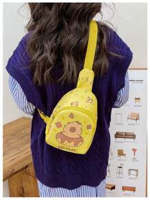 1pc Capybara Chest Bag Cute Cartoon One-Shoulder Crossbody Bag Casual Versatile Storage Chest Bag