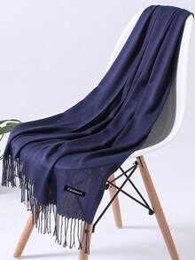 1 件装轻质纯紫色户外经典防风披肩围巾带流苏，简约时尚男女通用，适合日常外出、用餐、约会、空调房保暖 - 中紫紅色 - 查看 14