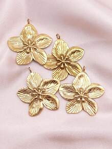 1pc/2pcs/5pcs Elegant Minimal Floral Decor 18K Gold Plated Stainless Steel Necklace Pendants For DIY Jewelry Accessories