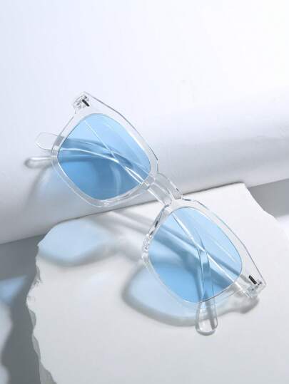 1 Pair Unisex Square Fashion Glasses, Transparent Frame Casual Fashion Glasses, Suitable For Outdoor Travel, Street Photography, Gifts, All Season For Summer Beach Vacation,Outdoor,Travel