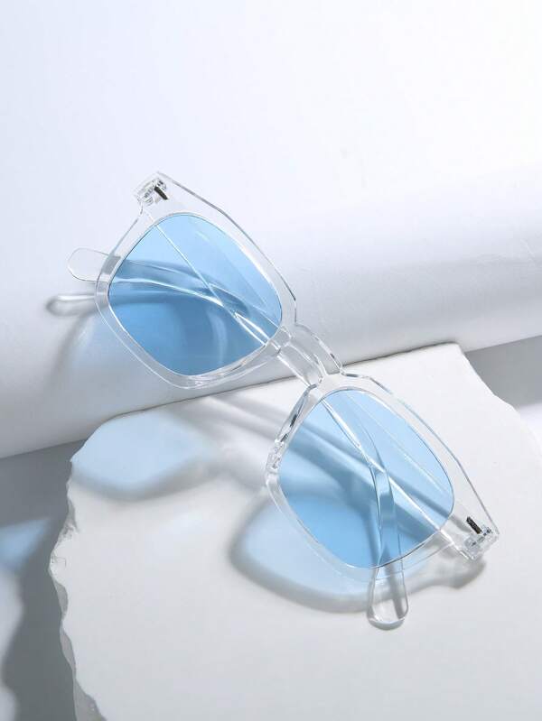 1 paire de lunettes mode carrées unisexes, monture transparente, lunettes de mode casual, convient pour les voyages à l'extérieur, la photographie de rue, les cadeaux, toutes les saisons pour les vacances à la plage, l'extérieur, les voyages