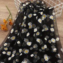 1pc Gold Daisy Printed Sheer Fabric, For DIY Headbands, Wedding & Birthday Floral Decorations, Wrapping Materials - Multicolor - View 15