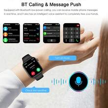 Marsyu Smartwatch For Women Men: 1.96" IPS Display,340mAh Long-Last Battery,Wireless 5.0 Calls,Multi-Sport Modes,Menstrual & Temperature Monitoring ,Weather Forecast ,Voice Assistant/SOS,Magnetic Charging,Phone,Gift For Him & Her - black leather - 查看 6