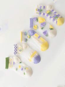 5 Pairs Soft Crystal Socks, Girls' Breathable Mesh Socks - Multicolor - View 2