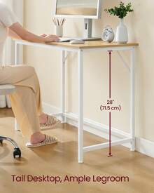 VASAGLE Computer Desk, Writing Desk, Small Office Table, 50 X 100 X 75 Cm, Study, Home Office, Simple Assembly, Steel, Industrial Design, Rustic Brown And Black - Yellow - View 2