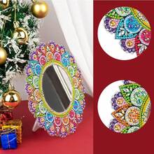 DIY Mandala Diamond Painting Mirror, Decorative Round Makeup Diamond Art Mirror For Adults, Special Shaped Handicraft Kit, Arts & Crafts Gift - Multicolor - View 3