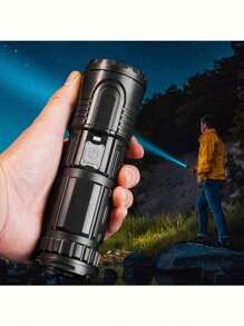 1PC Strong LED Flashlight, 3 Modes Of Adjustable Focal Length Light Source, TYPE-C Rechargeable, Suitable For Outdoor Work Lighting, Fishing, Cycling, Camping, Hunting, And Emergency Lighting