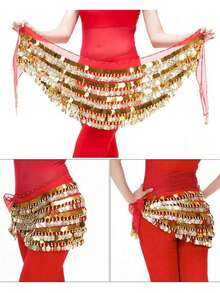 Arabian-Inspired Belly Dance Waist Belt - 288-Coins 5-Layer Copper Gong Wrap For Performances & Carnival Events - Multicolor - View 20