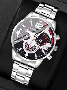 4/2pcs Luxury High-End Men's Quartz Watch, Zinc Alloy Strap And Leather Strap, Perfect Gift For School, Graduation Ceremony Or Any Occasion, Perfect For Brothers To Wear, Ideal Gift For Men - Suitable For Various Occasions To Wear