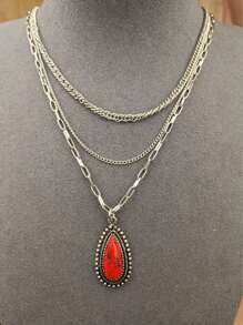 1pc Vintage Style Turquoise Inlay Necklace Chain For Women