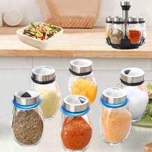 360° Rotating Spice Rack Tower Set With 6/12 Glass Refill Containers, Single And Double Seasoning Storage, Suitable For Kitchen Countertop Accessories, Shelves