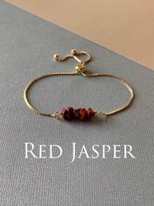 天然石抽绳串珠手链 - 天然石可调节手链 - 手工珠宝礼物 - 三月四月五月生日礼物 - 彩色 - 查看 2