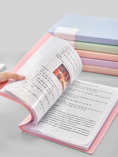 A4 30-Page Clear Sleeve Document Folder, Student File Organizer For Learning Materials, Exam Papers, Random Cover Card