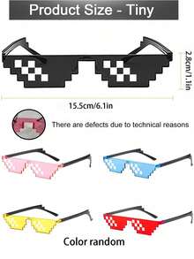 4副新款马赛克眼镜，个性化像素时尚眼镜，酷炫派对礼物，彩色像素眼镜，复古眼镜，趣味马赛克图案，适合派对、婚礼、像素眼镜等各种趣味场合，夏威夷派对用品 - 彩色 - 查看 9