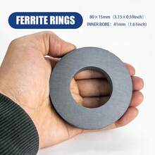 一个大圆形强力磁铁，带孔圆环磁铁，铁氧体磁铁，黑色环形磁铁，适用于建筑工地吸铁，手动改装应用等 - 黑色 - 查看 8