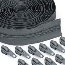 1 Conjunto = 4,50 m Zíperes + 10 Puxadores de Zíper, Zíperes de Nylon 5#, 20 Opções de Cor, Puxadores de Zíper Combinando, Adequado para Vestuário, Bolsas, Têxteis Domésticos, Almofadas, Edredons