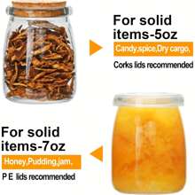 30 Stück/20 Stück/10 Stück 200ml Mini Joghurtgläser, Gläser mit Holzdeckeln, Pudding-Behälter mit Deckeln, Einmachgläser als Hochzeitsgeschenke, Honigtöpfe mit Etiketten und Schnüren