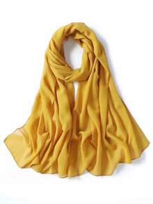 1pc Lightweight Chiffon Solid Color Scarf, Simple & Versatile Women Fashion Accessory Neck Wrap, Sun Protection Shawl For Dress - Multicolor - View 10