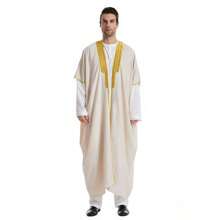 Muslimischer arabischer Herren/Kinder Stickerei leichte Langarm Schiffon/undurchsichtig 3/4 Arm dünne Kimono Oberbekleidung