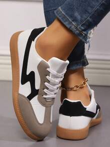 Women's Spring/Fall Casual Sneakers, Retro Style Thick Sole Lace-Up Platform Shoes