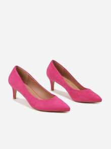 Tacones de aguja clásicos para mujer, zapatos de tacón minimalistas de color liso y multifuncionales - Morado Violeta - Ver 3