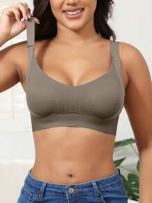 4 Stück/Set Damen Herbst Eleganz Verstellbarer Rückenhaken Raffung Nahtloser Drahtloser Komfortabler BH