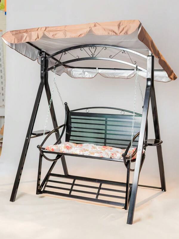 Sillón mecedor de jardín/patio/balcón de 2/1 asientos con estructura de metal, Banco hamaca de 2 asientos, Asiento mecedora con cojines, Sillón mecedor con toldo de metal resistente para exteriores que puede soportar hasta 250 kg, Adecuado para exteriores y también se puede usar en balcones interiores