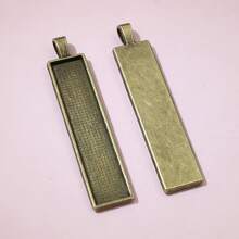 5 pièces Réglage de cabochon de base de pendentif rectangulaire de 10x50 mm de taille intérieure. Plateau pour la fabrication de bijoux de collier DIY