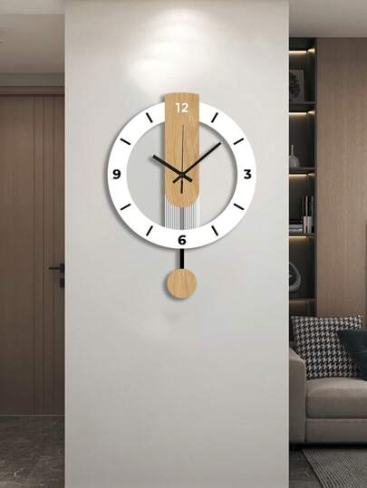Pc, Wit Wood Grain Acrylic Creative Swing Wand Clock, Silent Living Room, Bedroom, Room ation, Home Kitchen, Office Birthday, Bedroom Dormitory Back To School view 8