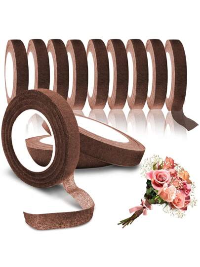 4pcs Floral Tapes For DIY, Green Plant Handmade Flower Packaging Decorative Tapes, Used For Bouquet Stem Wrapping, Floral Shop Wrapping Tape, Suitable For Wedding Bouquet Flower Arrangement