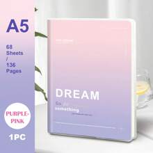 1 Book, B5/A5, 136 Pages, B5 Waterproof Soft Surface PP Glue Cover Notebook, Colorful Simple Diary, Notebook, Horizontal Line Diary, Notebook For Office, Home, School,School Supplies,Back To School