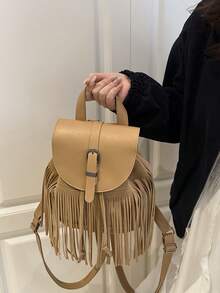 New Bohemian Style Niche Backpack, Fringed Commuter Backpack, Artistic Style Woman Bag, Retro Fashion - Multicolor - View 3