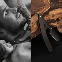 Straight Razor Set - Includes Black Stainless Steel Razor And 10 Blades, Barber Razor For Smooth Shaving And Beard Trimming, Throat Shaving For Precise Mustache And Beard Grooming, Smooth Shave For Barbers And Home Use