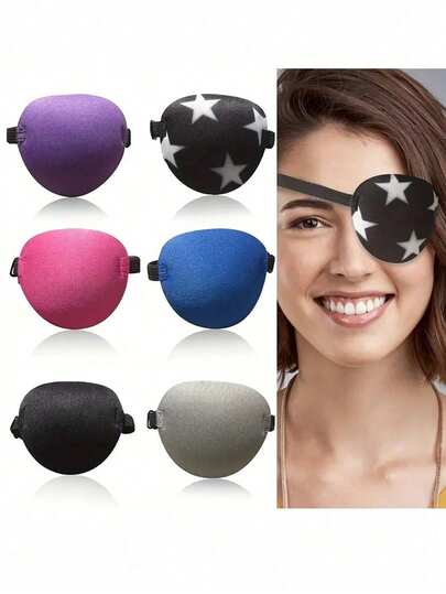 1/2pcs 3D Eye Patch For Adult Adjustable Eye Patch For Left Or Right Eyes Black For Bedroom,Travel,Office,School