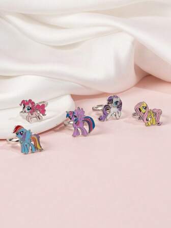  MY LITTLE PONY Ring,1pc Exquisite My Little Pony Cartoon Ring,Suitable For Women's Daily Wear,Pinkie Pie Twilight Sparkle Fluttershy Rainbow Dash Rarity Ring