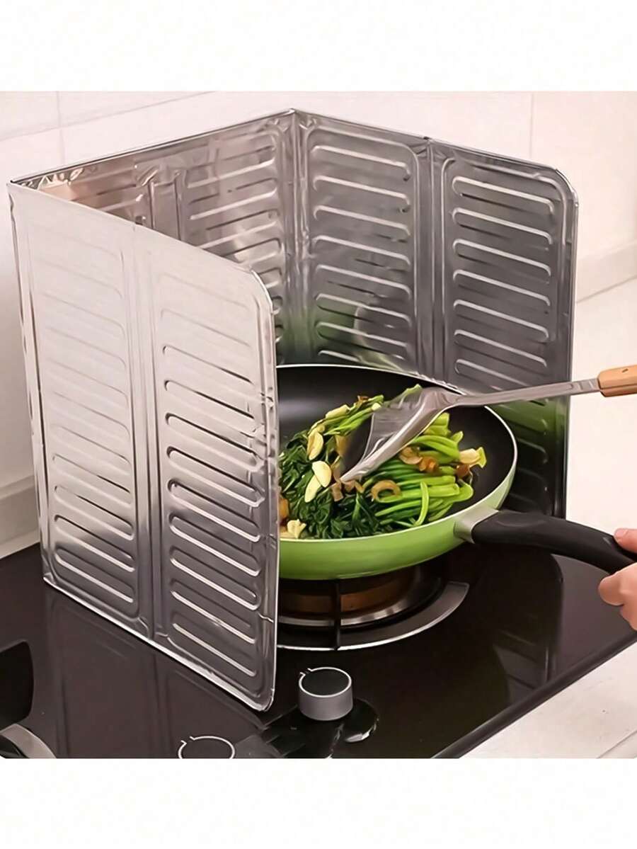 1 件/2 件厨房防油溅板，防溅板，厨房油挡板，不粘油溅板，铝制防溅板，炉灶绝缘挡板，厨房用具