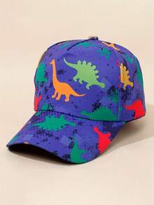 1pc Kids Cartoon Dinosaur Print Sun-Protective Baseball Cap, Spring/Summer