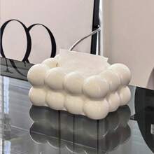 1pc European Style Cotton Candy Tissue Box, High-End Luxury Cream-Colored Creative Home Decor Tissue Box Holder For Living Room, Dining Table Home Bathroom Decor Fall Decor Back To School
