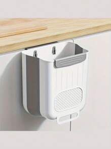 Cubo de basura plegable de plástico para cocina, cubo de basura para dormitorio, se puede colgar en la puerta del gabinete, caja de almacenamiento y clasificación de basura montada en la pared, cubo de basura de plástico que ahorra espacio, almacenamiento y organización convenientes, adecuado para espacios pequeños, diseño de cocina moderno, cubo de basura de cocina
