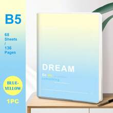 1 Book, B5/A5, 136 Pages, B5 Waterproof Soft Surface PP Glue Cover Notebook, Colorful Simple Diary, Notebook, Horizontal Line Diary, Notebook For Office, Home, School,School Supplies,Back To School
