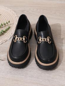 New Casual Flat Shoes, Fashion Versatile Flat Women Shoes, Women's Loafers For All Seasons, Work Shoes, Solid Color - Black - View 6