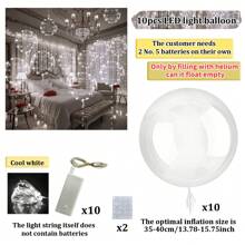 10/1 Luminous LED Transparent Wave Balloon Set (Inflated Size Approximately 35cm-40cm), With 3.0-Meter (Approximately 9.84ft) LED Light String (Excluding Internal Power) Suitable For Birthday Decoration, 2025 Graduation Decoration, Wedding Decoration, Mother's Day, Room Decoration, Shooting Props (Multi-Color Optional)
