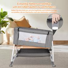 Cama lateral, cuna para bebé 80*40*100-116cm, cuna 2 en 1, cuna para bebé, cuna para bebé, cuna para recién nacidos, cama mecedora para casa y para llevar con ruedas, ajustable a 6 alturas