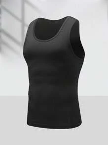[Essential For Fitness] Men's Sleeveless Muscle Fitness Vest - Quick-Drying, Moisture-Wicking Polyester, Elastic White American-Style Vest, Suitable For The Gym And Outdoor Activities