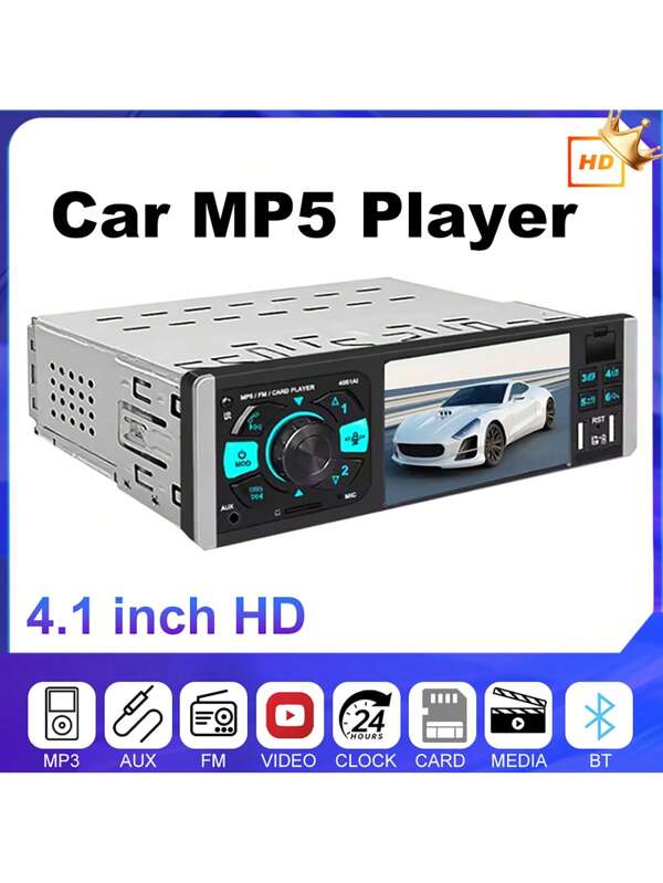 SEPTON 1 Stück SEPTON 1 Din 4,1 Zoll IPS Touchscreen Autoradio MP5-Player, TF USB AUX Dual USB Bluetooth, bunte Tastenbeleuchtung, Autoradio, FM, USB, TFT, AUX, FM Radio, Videoausgang