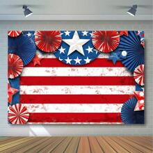 1PC Retro Independence Day Background Banner, Retro Patriotic Background Decoration Hanging Cloth And National Day Celebration Decoration, Patriotic Veterans Party Decoration Supplies, New Multi Functional Polyester Background Hanging Cloth, Corridor, Garden Photography Background, No Power Supply Required