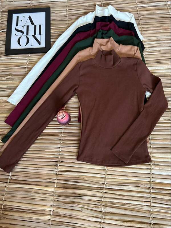 BLUSA RIBANA ALGODÃO MANGA LONGA E GOLA ALTA.