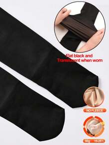 80g No Fleece Tight Translucent Pantyhose Women Leggings Stockings High Waist Thin Tights Body Shaper Pantyhose 3D Stocking Legging For Spring Autumn